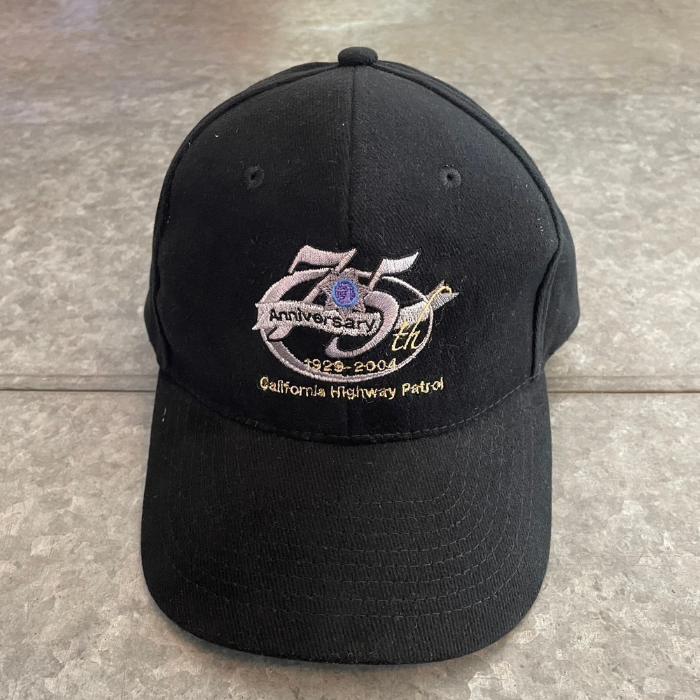 Vintage California Highway Patrol 75th Anniversary Snapback Hat Black 2004 Y2K